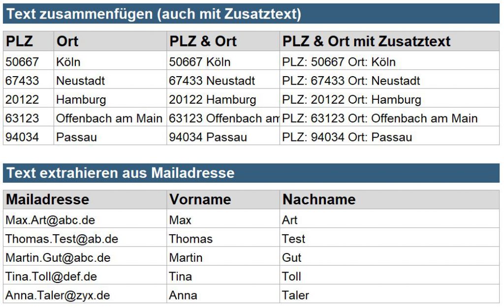 Blitzvorschau Daten auffülen Excel